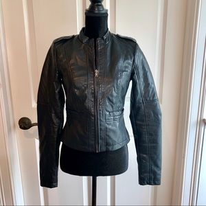 Noisy May Black Short Faux Leather Jacket Size XS